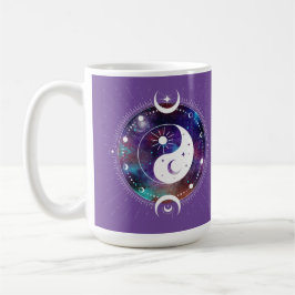 Lila Yin Yang Galaxy und Crescent Moon Mystical Kaffeetasse