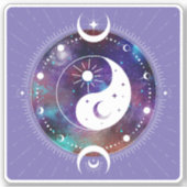 Lila Yin Yang Galaxy und Crescent Moon Sticker (Vorderseite)