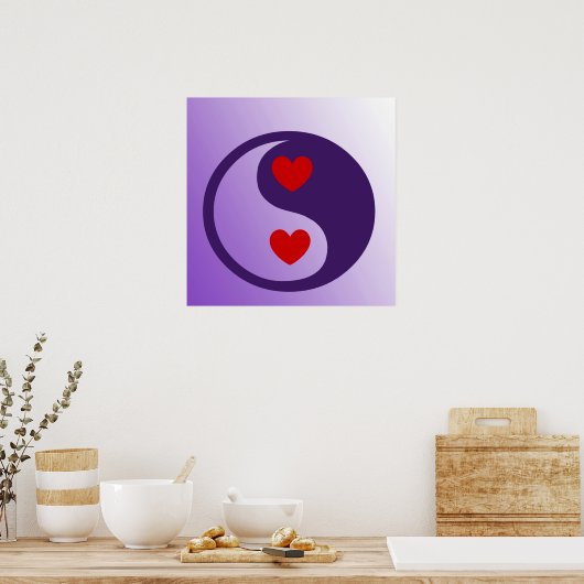 Lila Yin Yang Hearts Poster (Küche)
