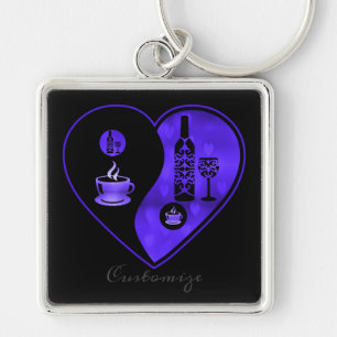Lila Yin & Yang Kaffee & Wein Schlüsselkette Schlüsselanhänger