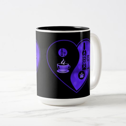 Lila Yin & Yang Kaffee & Wein Zweifarbige Tasse (VorderseiteRechts)