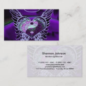 Lila Yin Yang mit Mandala Herz Visitenkarte (Vorne/Hinten)