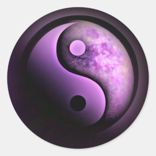 Lila Yin Yang Mond Runder Aufkleber