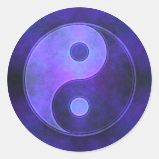 Lila Yin Yang Symbol Runder Aufkleber (Vorderseite)
