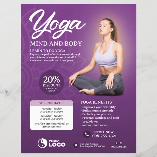 Lila Yoga-Flyer Flyer (Vorne)