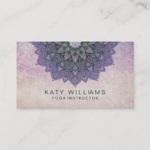 Lila Yoga Instructor Lotus Blume Wasserfarbe Visitenkarte
