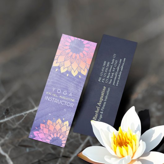 Lila Yoga Instructor Rose Gold Mandala Mini Visitenkarte