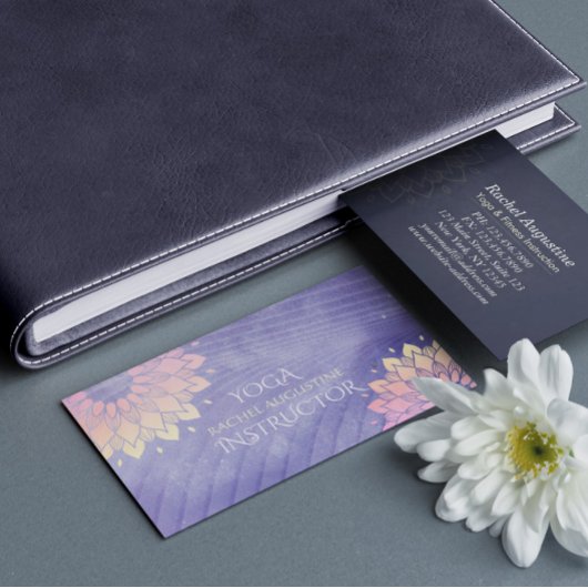 Lila Yoga Instructor Rose Gold Mandala Visitenkarte