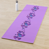 Lila Yoga Mat mit Peacock Pattern Herz