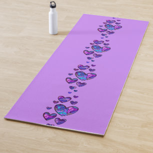 Lila Yoga Mat mit Peacock Pattern Herz Yogamatte