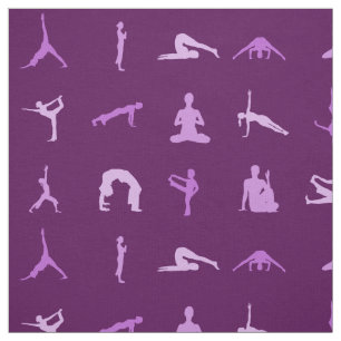 Lila Yoga-Posen bedruckter Stoff nach Maß