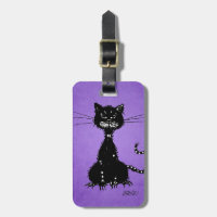 Lila zackige schlechte schwarze Katze