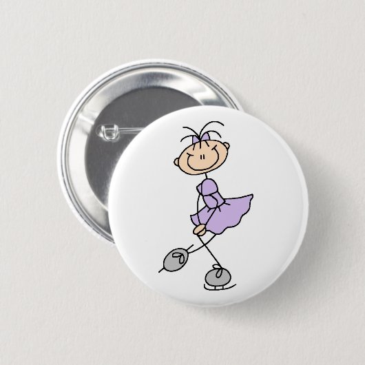 Lila Zahl Skater-Mädchen-Knopf Button (Vorne & Hinten)