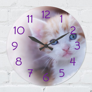 Lila Zahlen für Ihr Foto Große Wanduhr