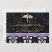 Lila zahnmedizinische SchulAbschluss-Mitteilungen Einladung (Rückseite)