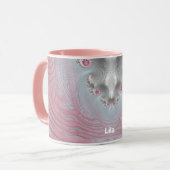 LILA ~ Zany 3D Fraktal ~ Rosa und Weiß Tasse (Vorderseite Links)