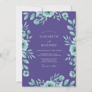 Lila zarte botanische Hochzeit Einladung