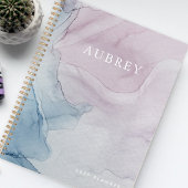 Lila zarter Abstrakter Druckname mit Jahr Planer