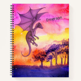 Lila Zauberdrache mit heller Wasserfarbe Notizblock