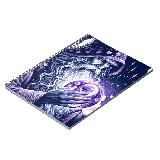 Lila Zauberer für Kristallkugel im Himmelsraum Notizblock (Linke Seite)