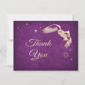 Lila Zauberkünstler-Owl Stars Magic Wedding Dankeskarte (Vorderseite)