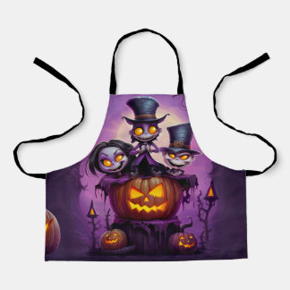 Lila Zauberpagan-Monster niedlich Halloween Schürze