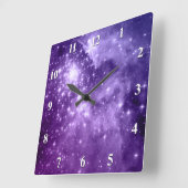 Lila Zauberstars Quadratische Wanduhr (Winkel)