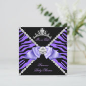 Lila Zebra Baby Shower Girl Princess Diamond Einladung (Stehend Vorderseite)