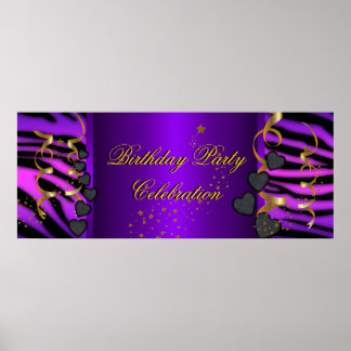 Lila Zebra Banner Geburtstagsfeier Poster