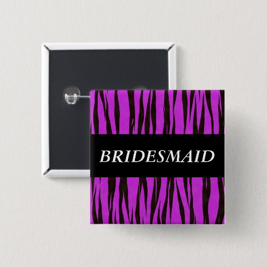 Lila Zebra-Brautjungfer Button (Vorne & Hinten)