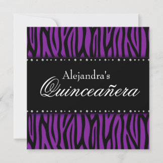 Lila Zebra Diamonds Quinceanera Einladung