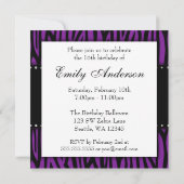 Lila Zebra Diamonds Sweet 16 Geburtstag Einladung (Rückseite)