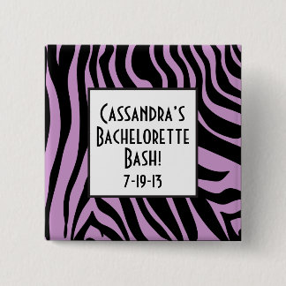 Lila Zebra-Druck Bachelorette Knopf Button