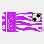 Lila Zebra-Drucken mit Monogramm Case-Mate iPhone Hülle (Rückseite (Horizontal))