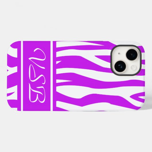 Lila Zebra-Drucken mit Monogramm Case-Mate iPhone Hülle (Rückseite (Horizontal))