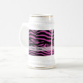 Lila Zebra-Druckmuster Bierglas (Vorderseite Links)