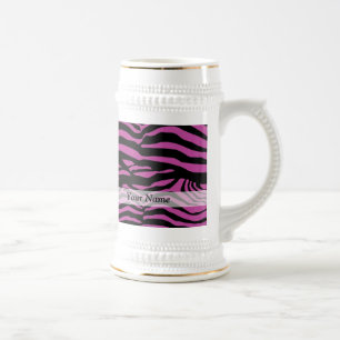 Lila Zebra-Druckmuster Bierglas