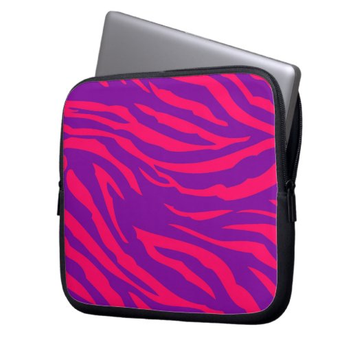 Lila Zebra-Drucktierschutzgehäuse in Hot Pink Laptopschutzhülle (Vorderseite Links)
