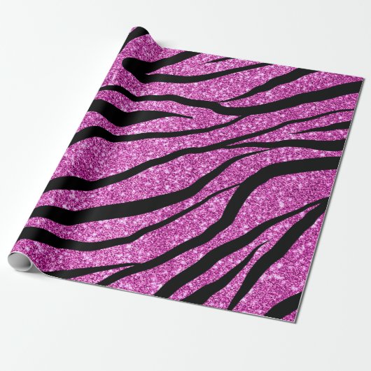 lila Zebra Glittery Pattern Geschenkpapier (Ungerollt)