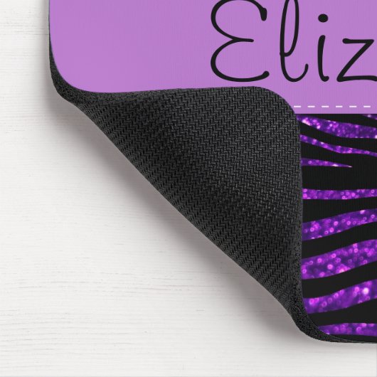 Lila Zebra, Glitzer, Lila Streifen, Ihr Name Mousepad (Ecke)
