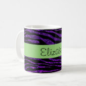 Lila Zebra, Glitzer Zebra, Streifen, Ihr Name Kaffeetasse (Vorderseite Links)