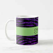 Lila Zebra, Glitzer Zebra, Streifen, Ihr Name Kaffeetasse (Links)