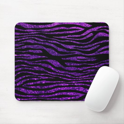 Lila Zebra, Glitzer Zebra, Zebra Print, Streifen Mousepad (Mit Mouse)