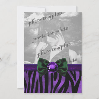 Lila Zebra Jeweled Bow Gothic Einladung