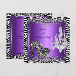Lila Zebra Leopard Druck Party High Heels Party Einladung