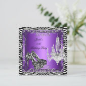 Lila Zebra Leopard Print Party Heelse Party Einladung (Stehend Vorderseite)