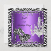 Lila Zebra Leopard Print Party Heelse Party Einladung (Vorderseite)