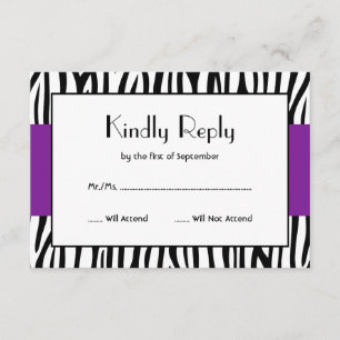 Lila Zebra Moderne UAWG RSVP Karte