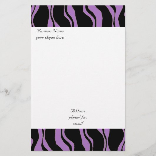 Lila Zebra-Muster Briefpapier (Vorderseite)