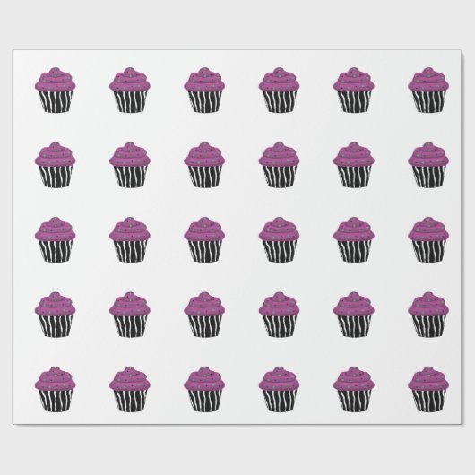 Lila Zebra Pattern Cupcake Geschenkpapier (Flach)